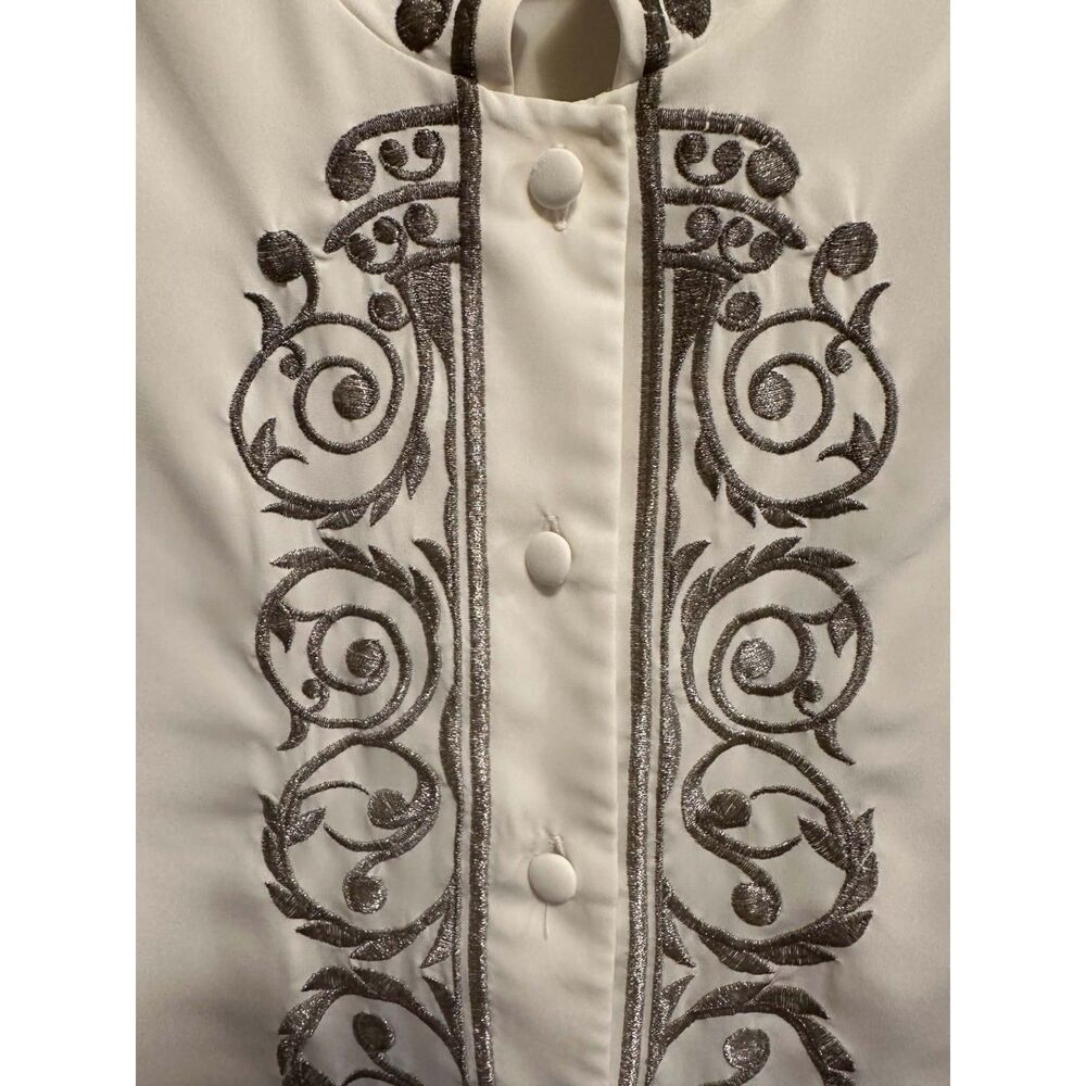 Womens Sz XLg Off White Cream Top By Jacqueline Penne Long Sleeve Button Up EUC - Picture 7 of 7